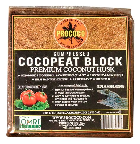 Prococo Cocopeat Compressed Block Premium Coconut Coir Husk Coco Brick