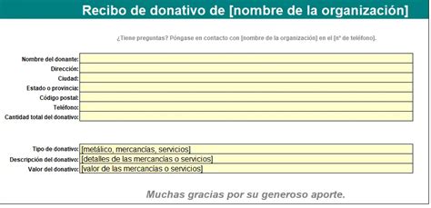 Plantilla Excel De Recibo De Donativos