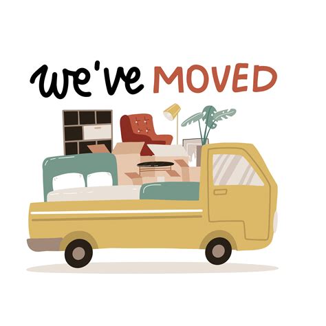 We Ve Moved Lettering For Delivery Service Isolated Concept Moving