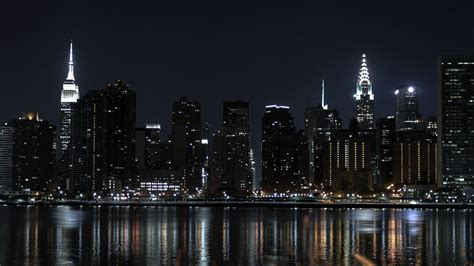 City Buildings Lights With Reflection On Water Hd Travel Wallpapers