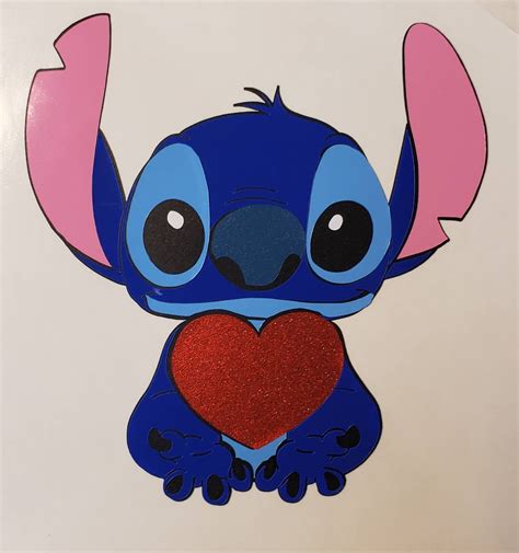 Stitch Holding Heart Layered Vinyl Decal Etsy