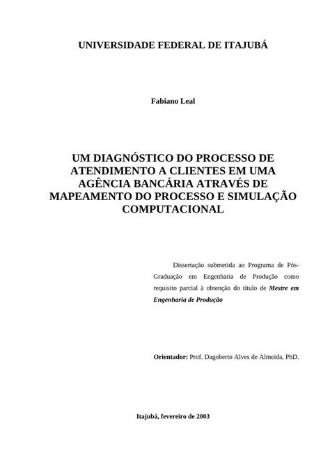 PDF UM DIAGNÓSTICO DO PROCESSO DE ATENDIMENTO A saturno unifei edu br bim pdf