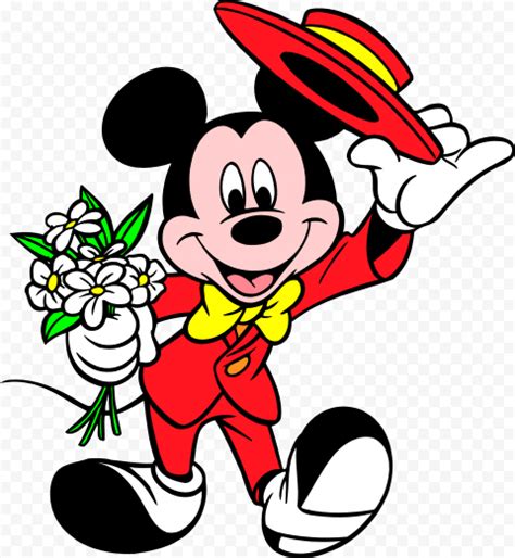 Hd Mickey Mouse Holding Flower Bouquet Png Citypng