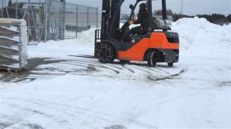 Snow Chains On A Forklift Youtube