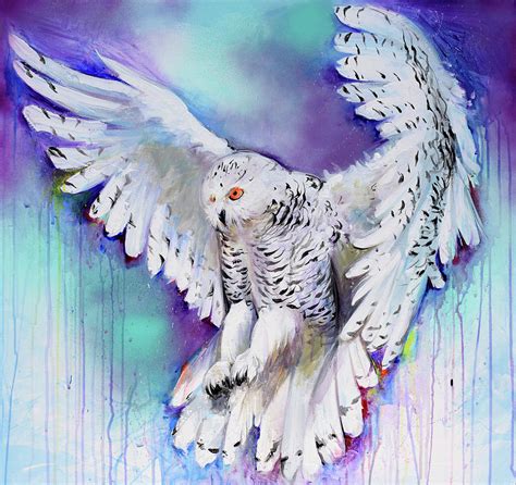 Flying White Owl Painting By Tiberiu Soos Pixels