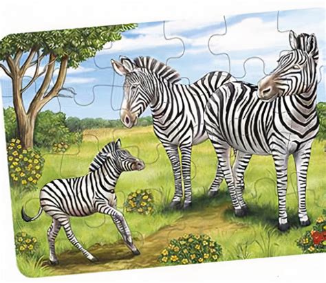 Goki Jigsaw Puzzle African Animals Zebra 12 Cm Wood 24 Piece Internet