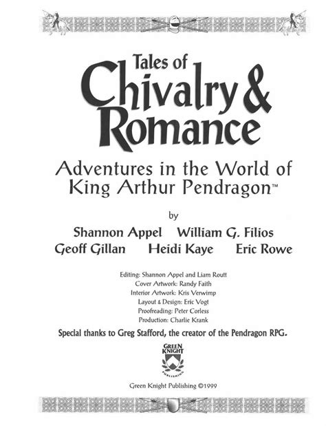 Tales Of Chivalry And Romance Pdf Chaosium Inc