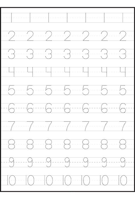 Number Trace Worksheets For Kids Activity Shelter Preschool Tracing
