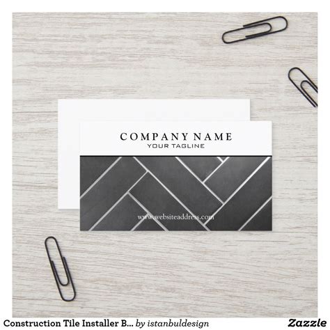 This creates a very unique and original printed brand. Construction Tile Installer Business Card | Zazzle.com ...