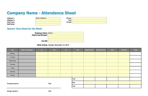 43 Free Printable Attendance Sheet Templates Templatelab