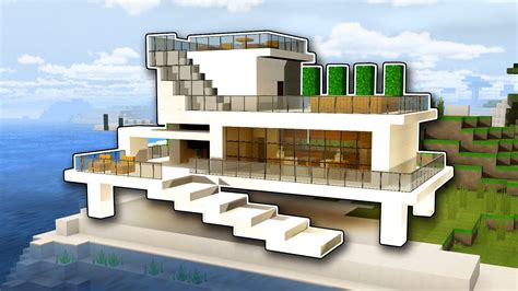⛏️ Minecraft How To Build A Modern Beach House Tutorial Youtube