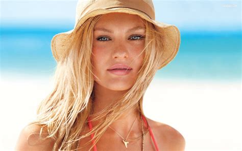 Wallpaper Face Model Blonde Long Hair Blue Eyes Hat Candice Swanepoel Nose Person