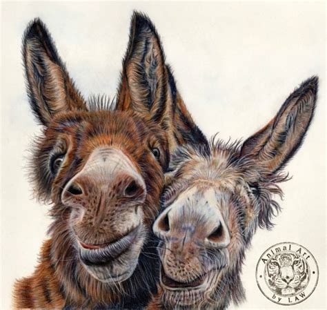 Hee Haw Hand Signed Fine Art Giclee Print Donkeys
