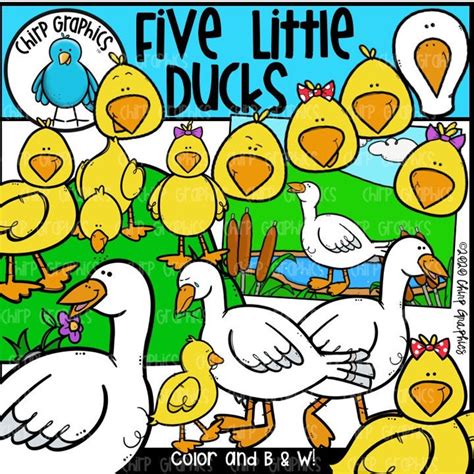 Five Little Ducks Clip Art Set Chirp Graphics Etsy Canada