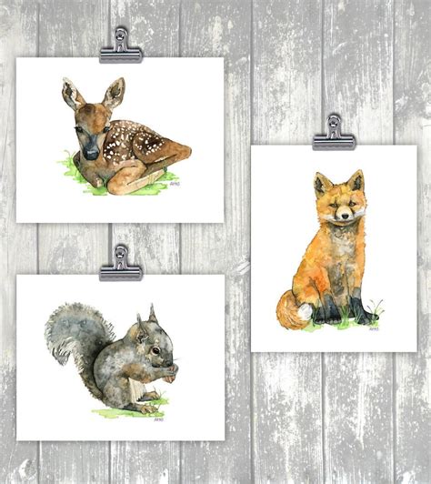 Watercolor Baby Fox Painting Print Titled Baby Etsy