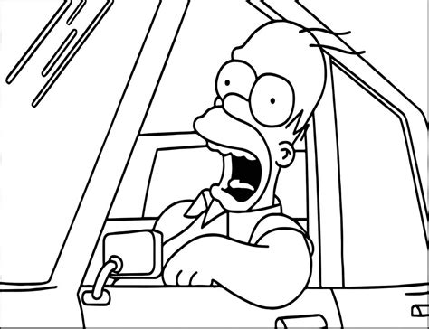 Homer Simpson In The Car Scream Coloring Page Wecoloringpage 9360 The