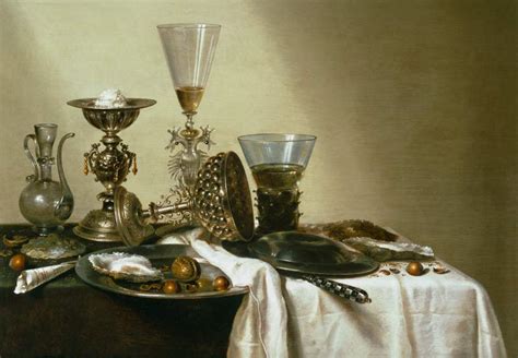 Still Life With Oysters And Nuts Willem Claesz Heda As Art Print Or