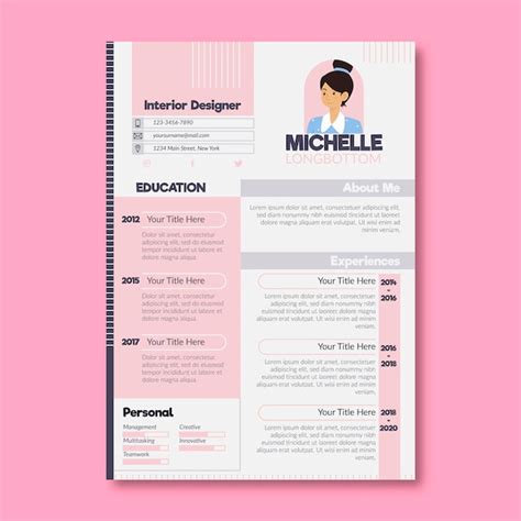 Premium Vector Girly Modern Cv Template With