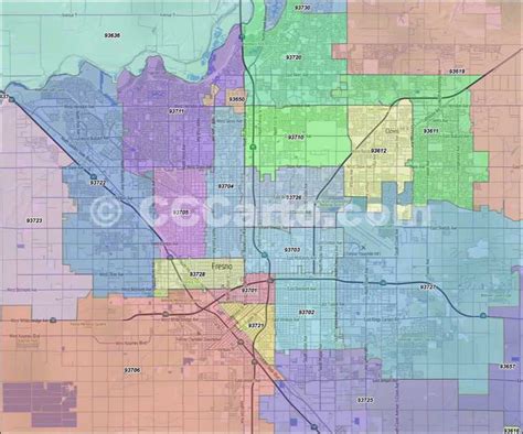 Fresno County Zip Codes Fresno Ca Zip Code Boundary Map