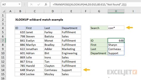 Xlookup Wildcard Match Example Excel Formula Exceljet