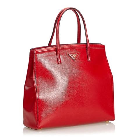 Prada Vintage Saffiano Vernice Leather Satchel Bag Rossa Borsa In