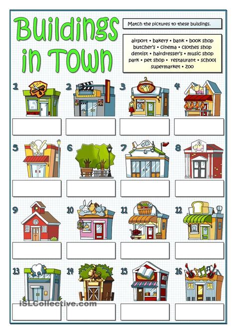 Buildings In Town Aprender Ingles Para Niños Ciudad En Ingles Y