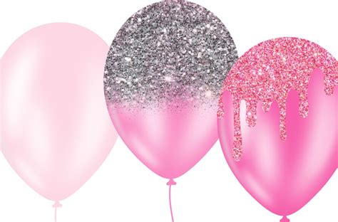 Pink Glitter Balloons Clipart Pink And Silver Glitter Sparkle Etsy