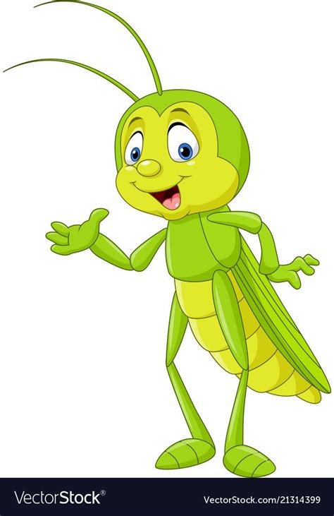 Vector Illustration Of Cartoon Grasshopper Presenting Download A Free