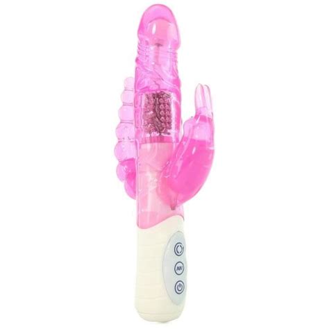 Hustler Toys Slim Double Penetration Rabbit With Vibrating Anal Beads Pink Sex Toys At