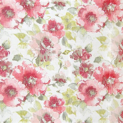 Peony Pink Floral Linen Upholstery Fabric