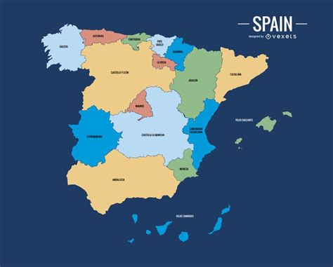 Mapa Político De España Descargar Vector