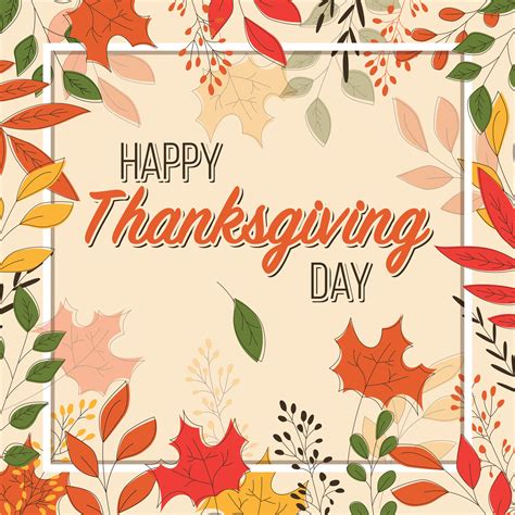 Happy Thanksgiving Day Card With Floral Elements 694138 Vector Art At