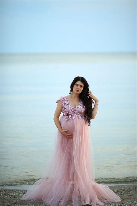 Open Front Blush Maternity Dress For Photo Shoot Pink Etsy Maternity Dresses Pink Maternity