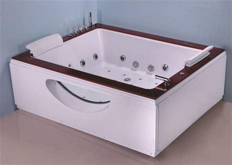 two person jacuzzi bathtub indoor electric spa soaking tub with oak edging