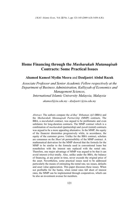 Musyarakah mutanaqisah is innovative and flexible instrument for islamic financing system.this contract is mostly used in property venture, asset acquisition business working capital. (PDF) Home Financing through the Musharakah Mutanaqisah ...