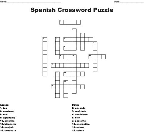 Easy levels for spanish students. Easy Spanish Crossword Puzzles Printable | Printable Template Free