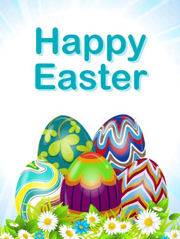 Happy dog distributes easter eggs. Happy Easter Egg Card | Birthday & Greeting Cards by Davia