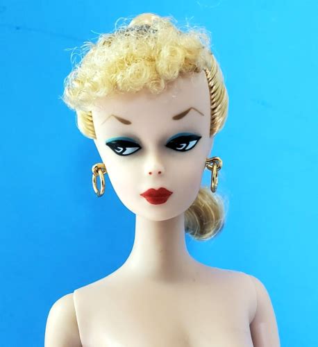 Vintage Barbie Blonde Poodle Ponytail Nude Doll White Iris Holes