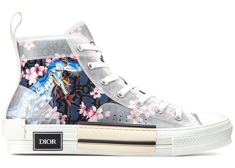 Designer kim jones' first dior homme sneaker collection includes the dior b23 high 'dior oblique' shoe which debuted at paris fashion week in december 2018. Dior B23 High Canvas Sorayama Dinosaur Navy - 3SH118YQC_H563