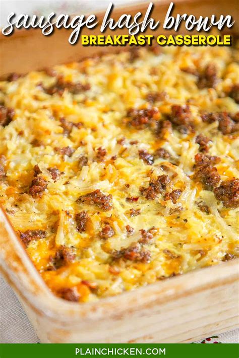 Vegetarian egg and hashbrown casserole. Sausage Hash Brown Breakfast Casserole - Plain Chicken