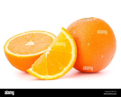 Whole Orange Fruit And His Segments Or Cantles Isolated On White