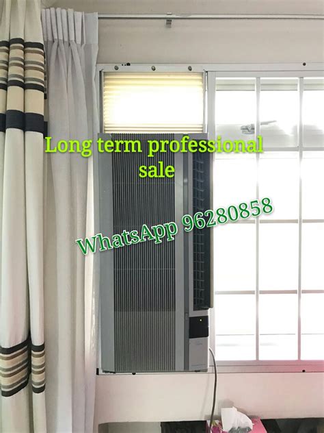 It's time to install that window air conditioning unit. Aircon aircon aircon Mitsubishi casement aircon, without ...
