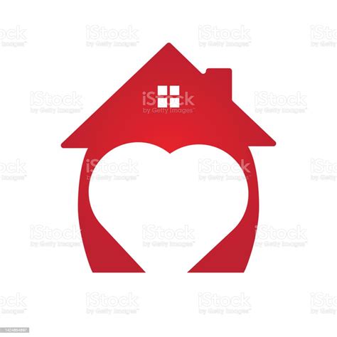 Logo Rumah Cinta Kombinasi Ikon Hati Dan Rumah Ilustrasi Stok Unduh