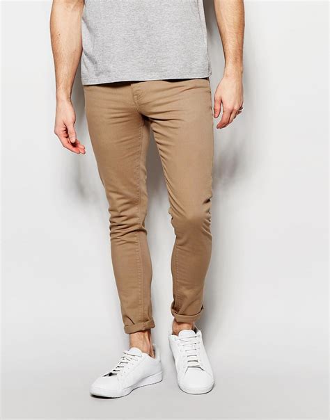 Lyst Asos Super Skinny Jeans In Light Brown In Brown For Men