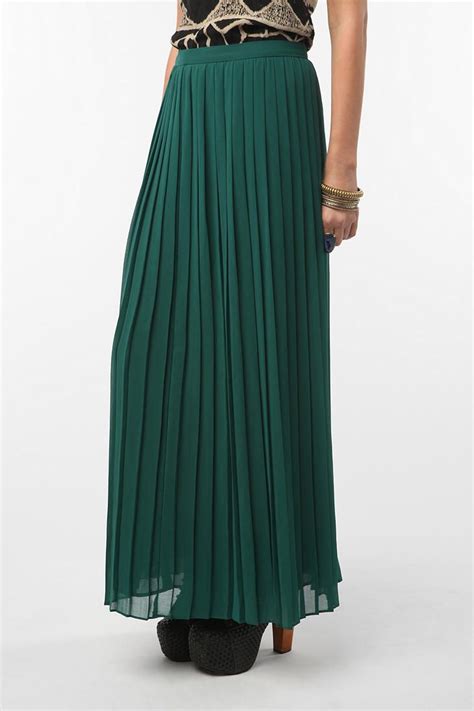 Long Green Pleated Skirt Maxi Skirt Pleated Chiffon Skirt Green Pleated Skirt