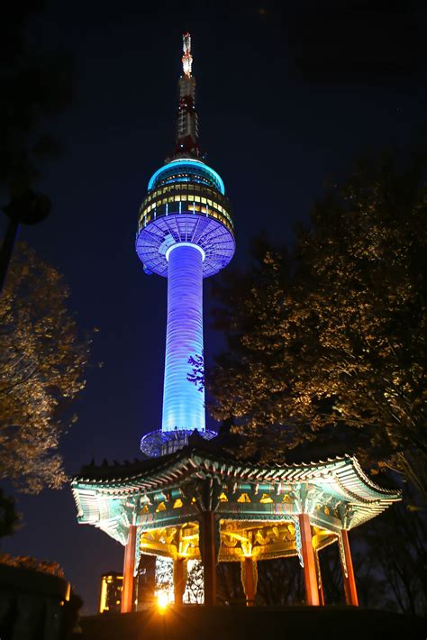 Seoul Tower At Night Seoul South Korea Namsan Tower My Pictures