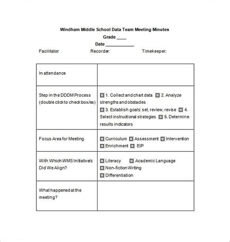 18 School Meeting Minutes Templates Word Pdf Apple Pages