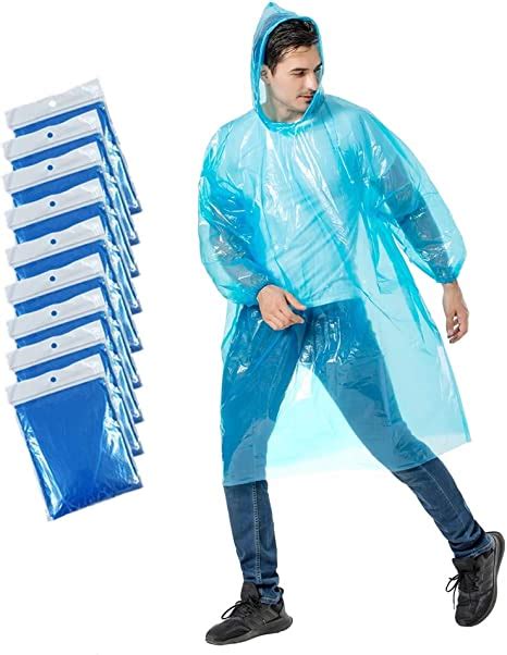 Rain Poncho Disposable Clear Ponchos With Hood Pack Raincoat Emergency Raincoat For Theme