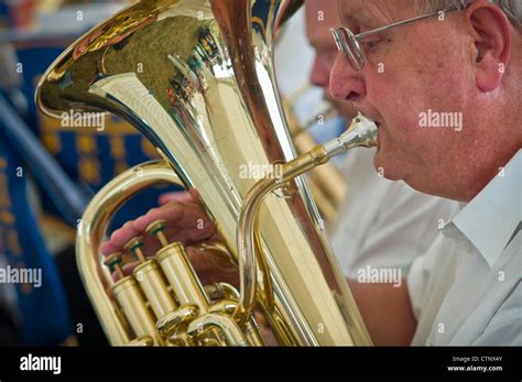 Ibstock Brick Brass Band Euphonium Or Tuba Players Stock Photo Alamy