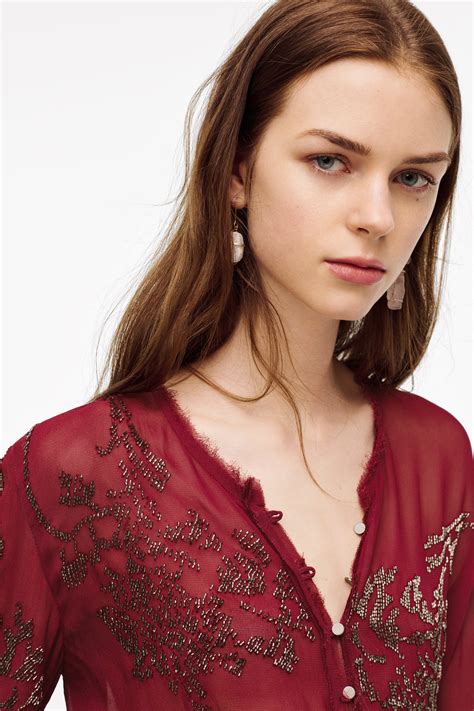 Zara Limited Edition Semi Sheer Blouse With AppliquÉs 56497282 623